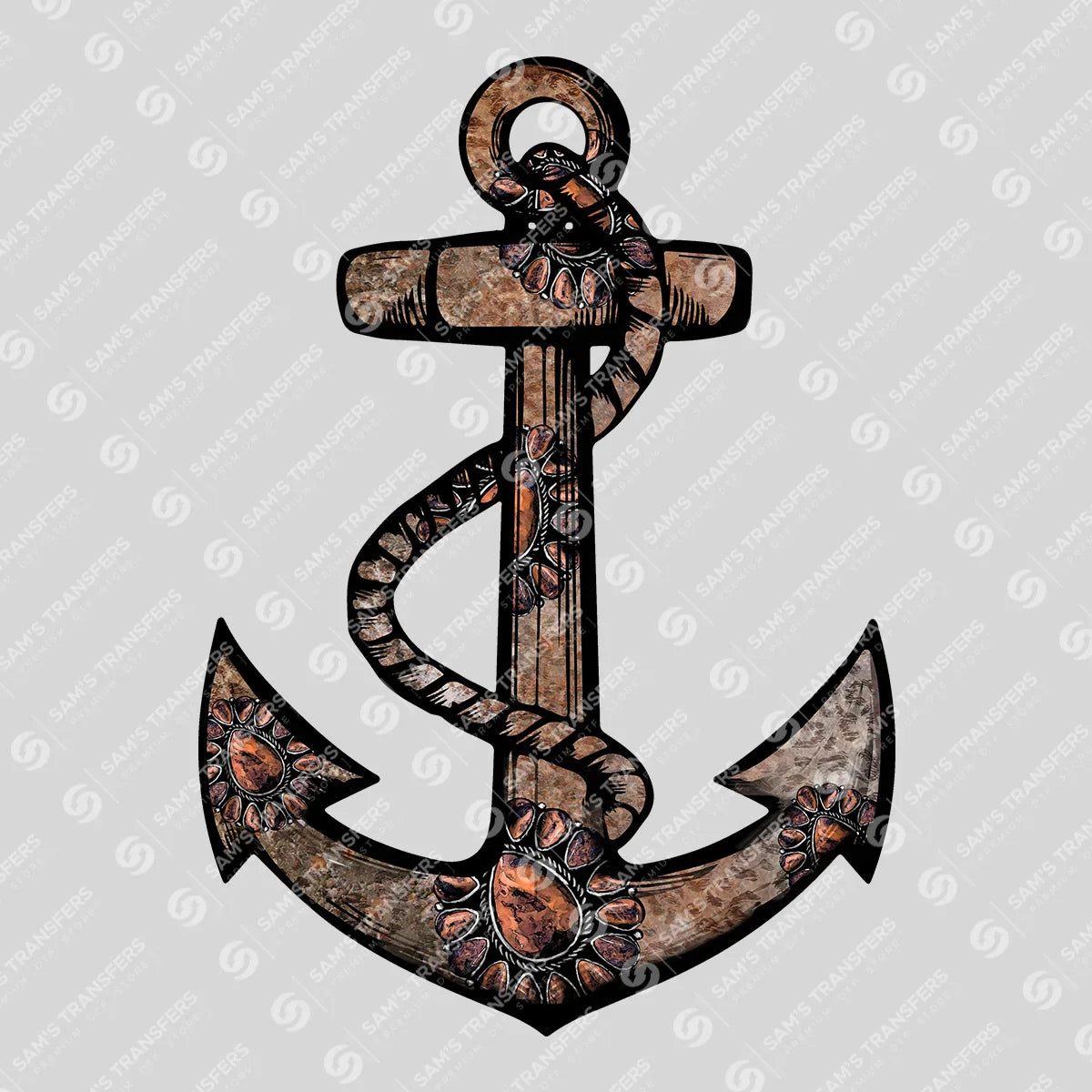 Apparel featuring a Copper Concho Anchor-themed DTF transfer.