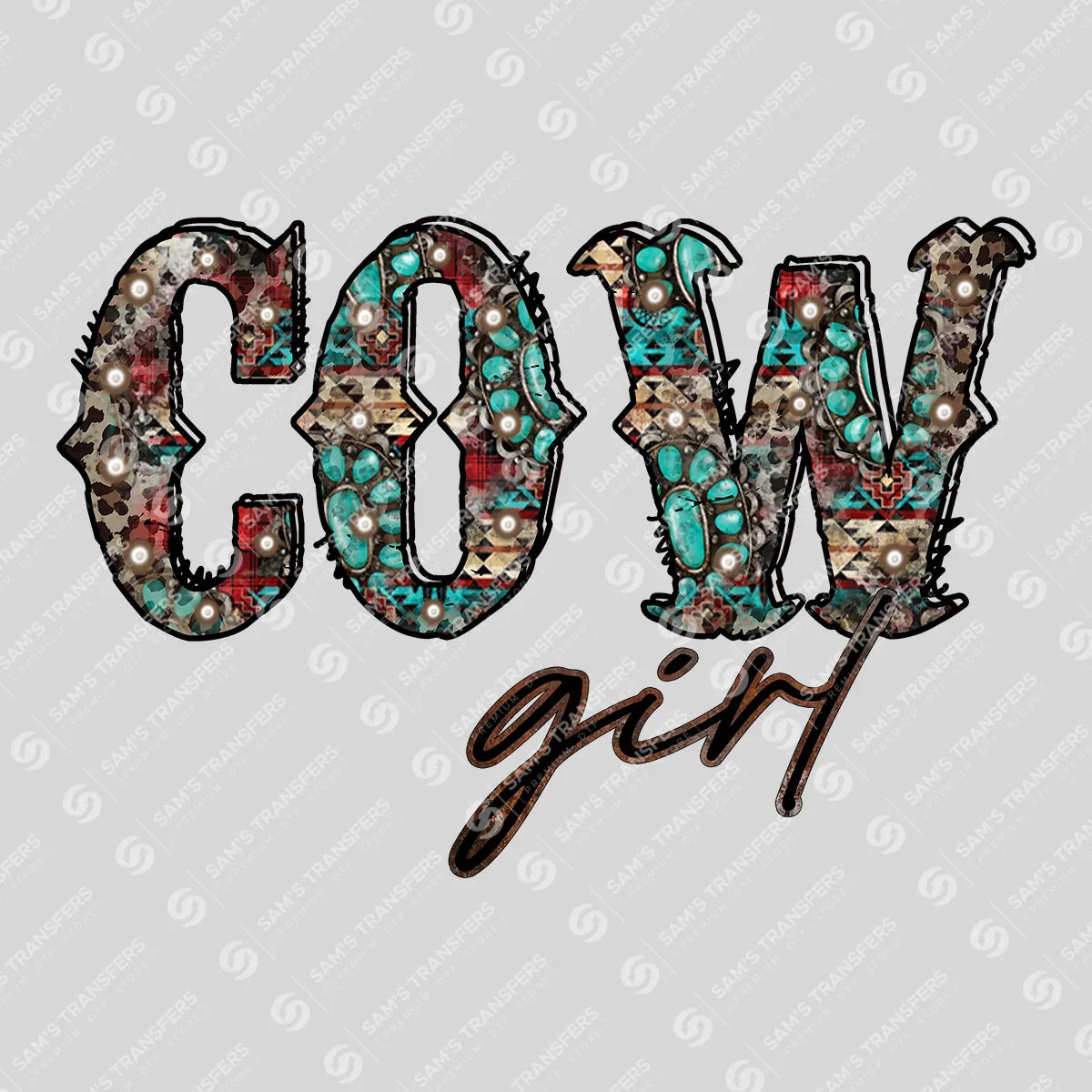 Apparel featuring a Cowgirl Turquoise Floral-themed DTF transfer.