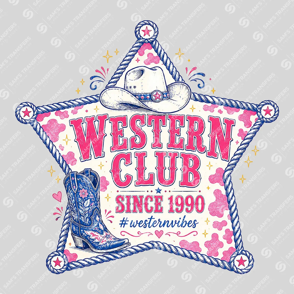 Apparel featuring a Western Club Since 1990-themed DTF transfer.