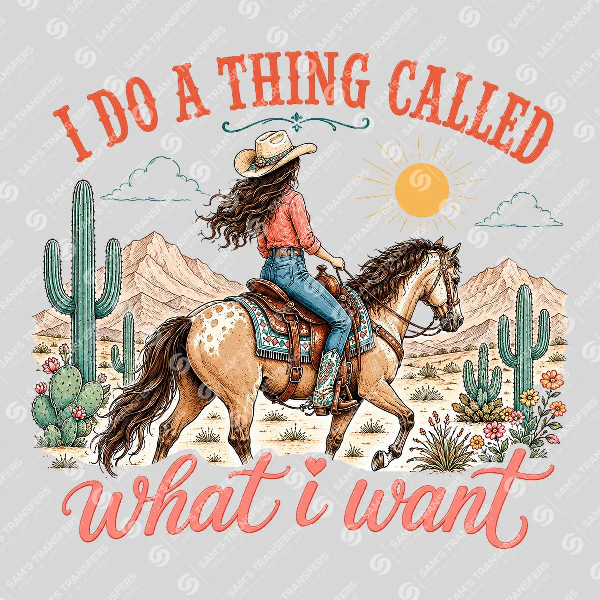 Apparel featuring a I Do a Thing Called What I Want-themed DTF transfer.