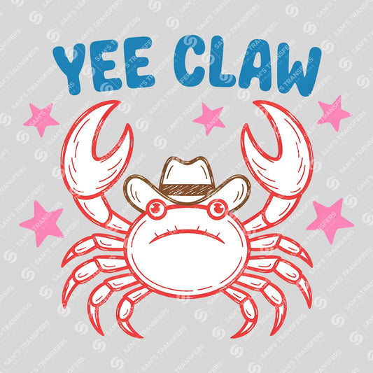 Apparel featuring a Yee Claw Blue-themed DTF transfer.