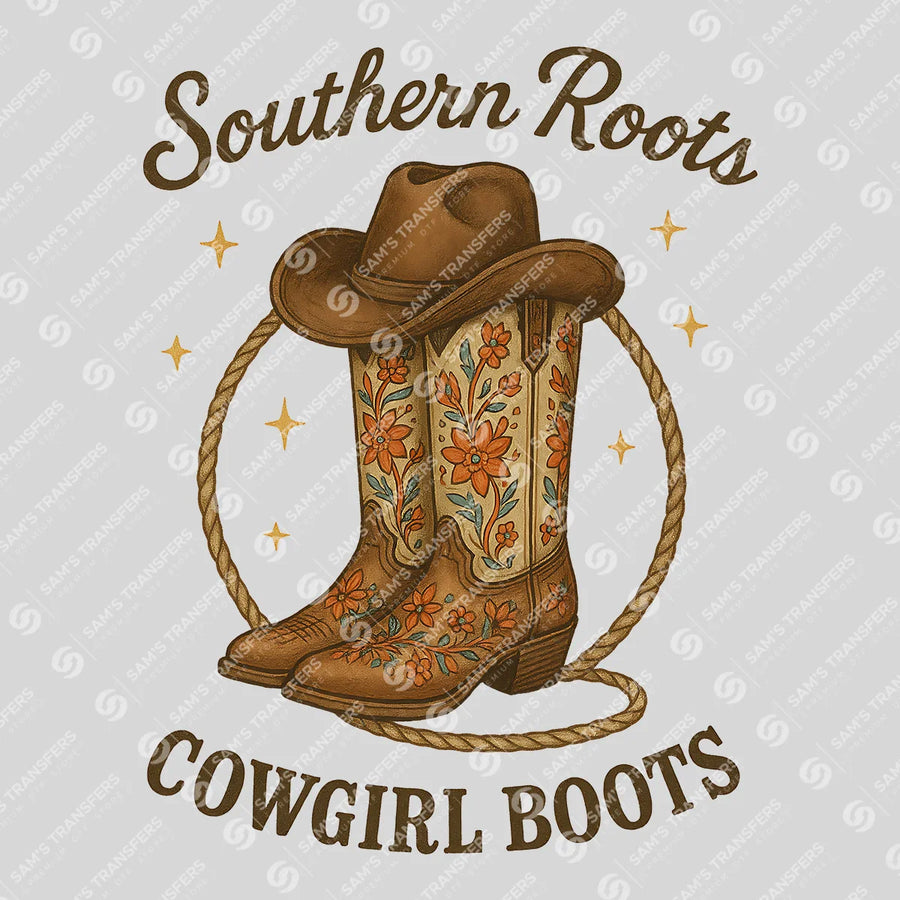 Southern Roots Cowgirl Boots Ready-to-Press DTF Transfer | SAT08042