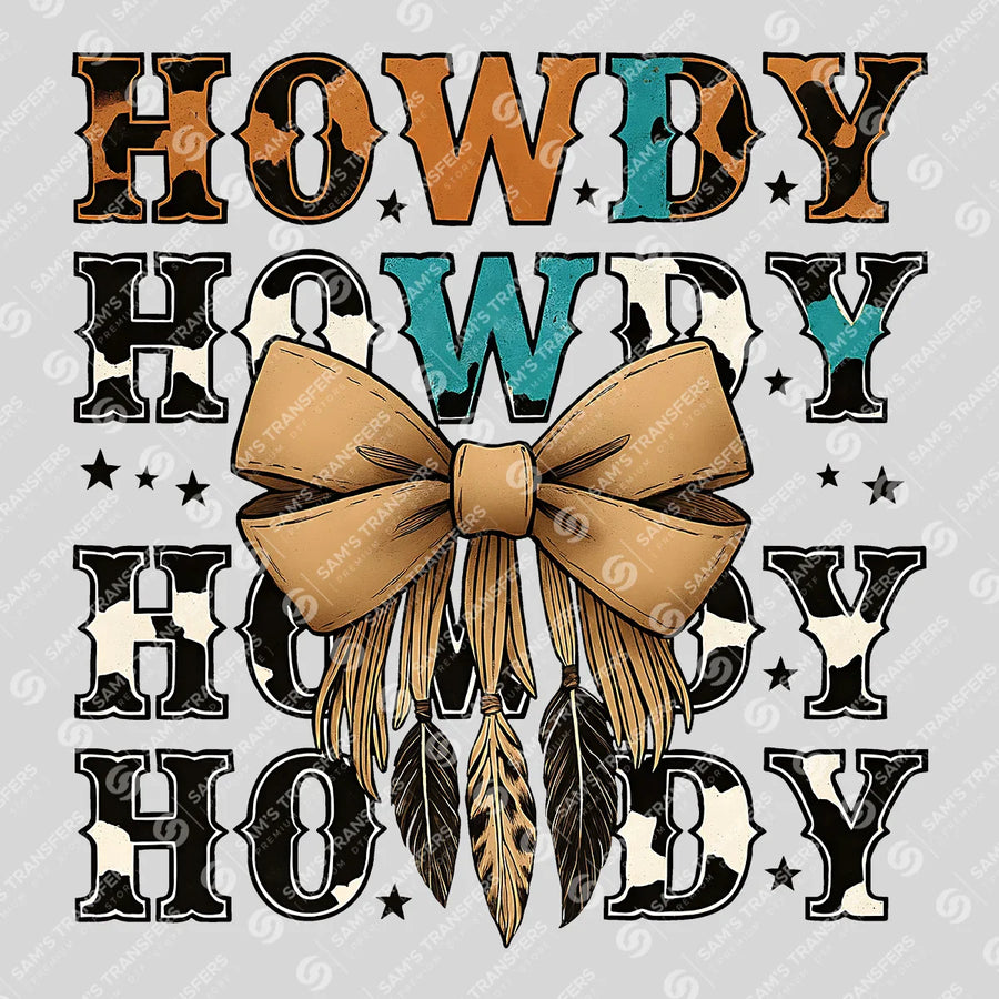 Howdy Cowhide Bow Ready-to-Press DTF Transfer | SAT08045