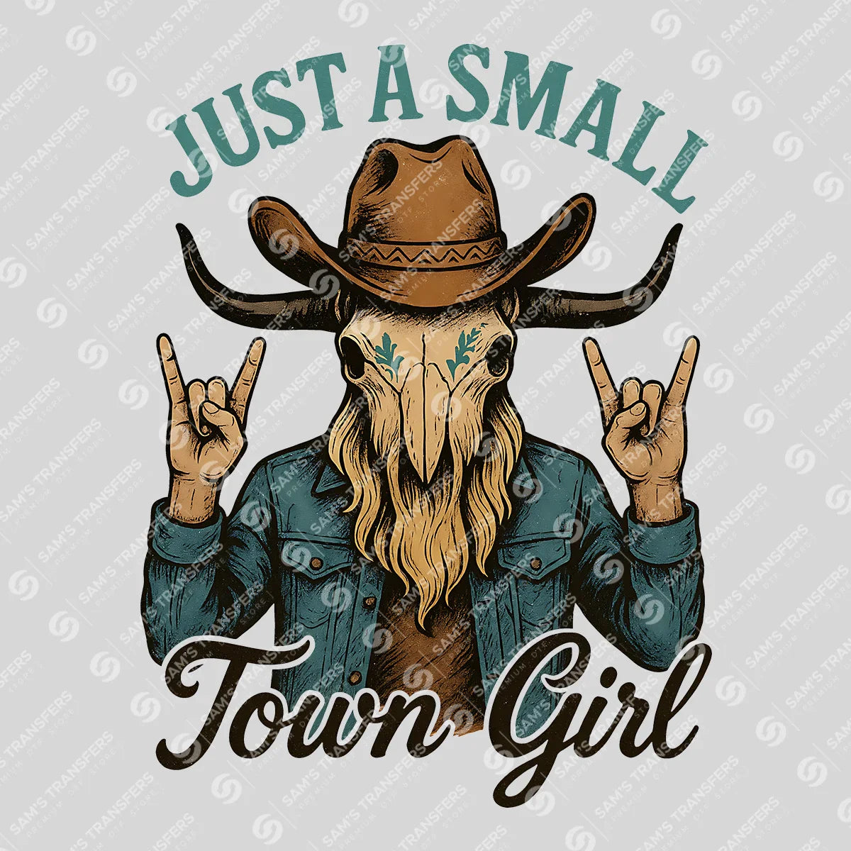 Apparel featuring a Just a Small Town Girl-themed DTF transfer.