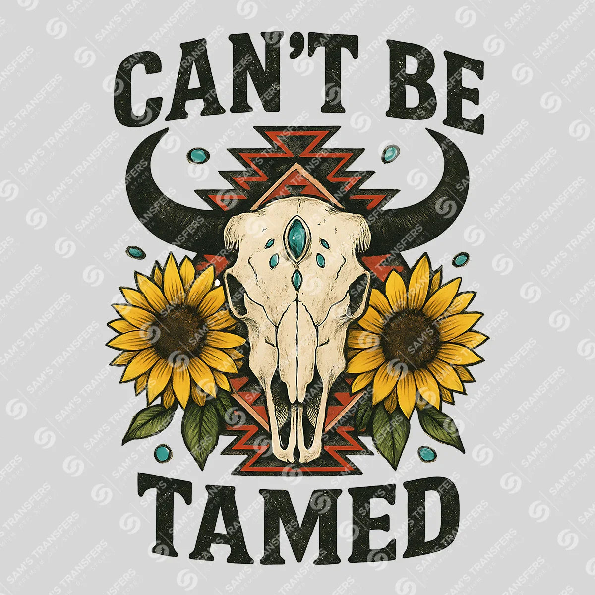 Apparel featuring a Cant Be Tamed-themed DTF transfer.
