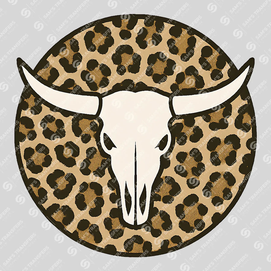 Longhorn Skull Leopard Ready-to-Press DTF Transfer | SAT08057