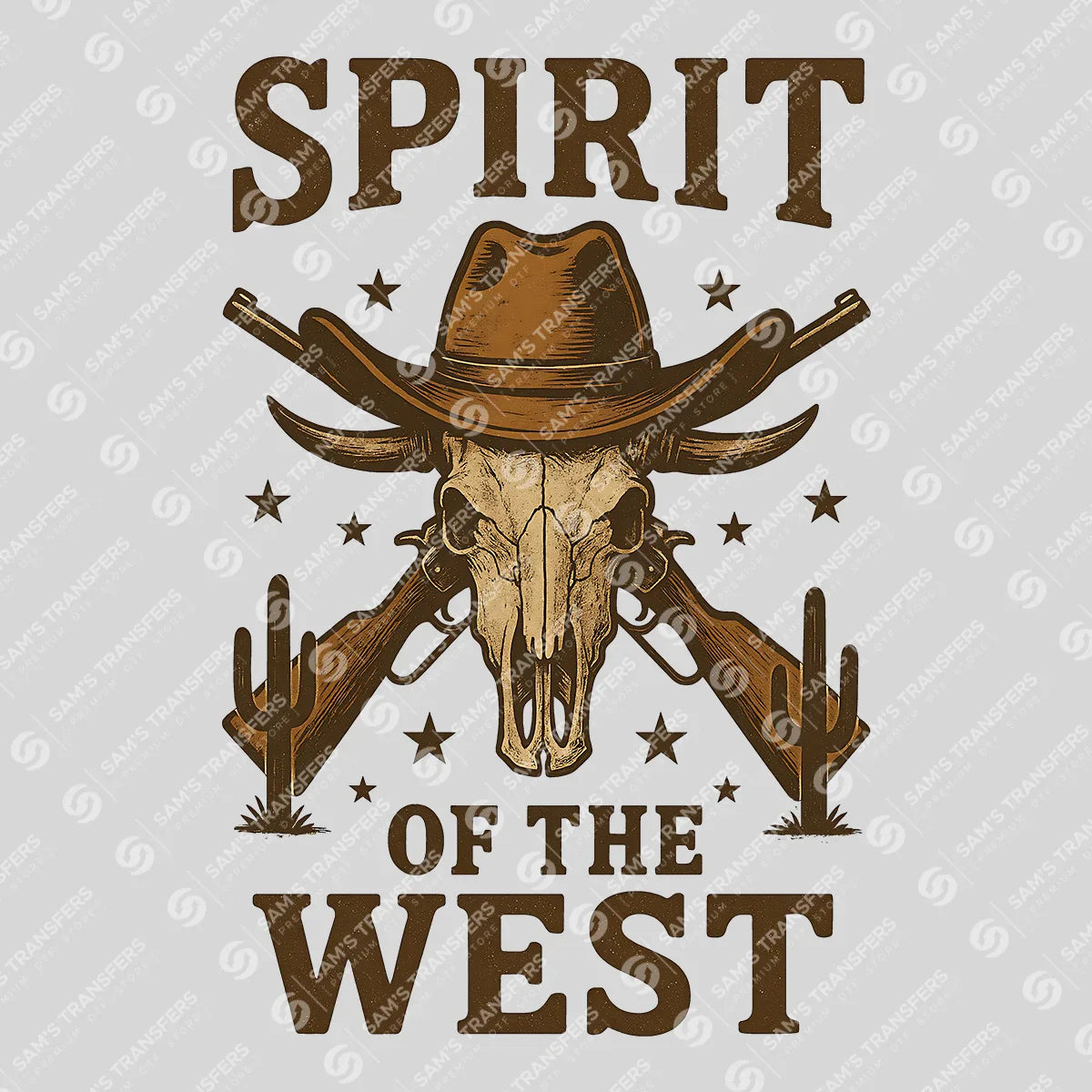 Apparel featuring a Spirit of the West-themed DTF transfer.
