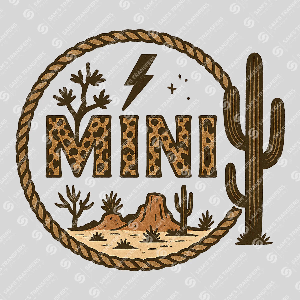 Apparel featuring a Mini Leopard Desert-themed DTF transfer.