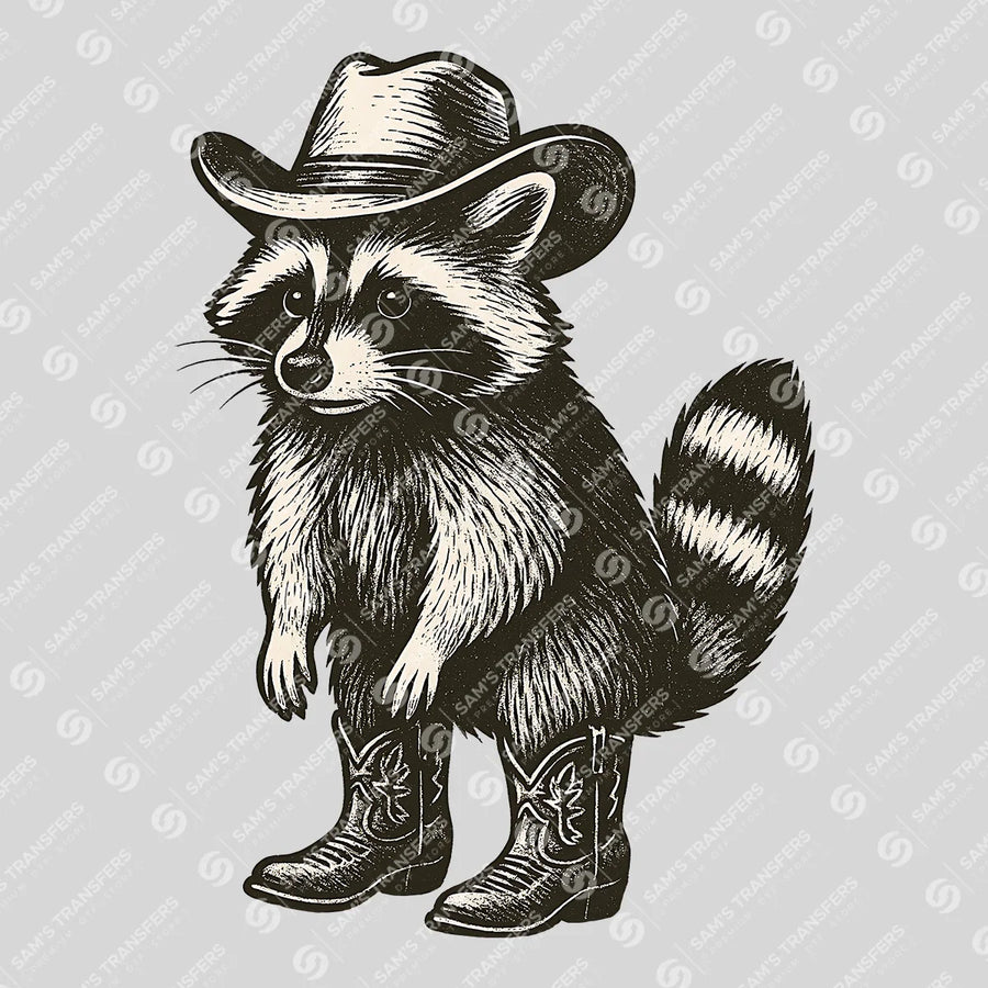 Cowboy Raccoon Ready-to-Press DTF Transfer | SAT08075