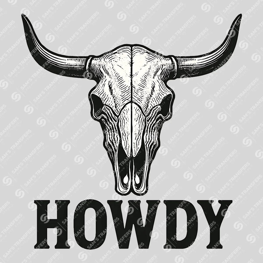 Howdy Bull Skull Ready-to-Press DTF Transfer | SAT08077