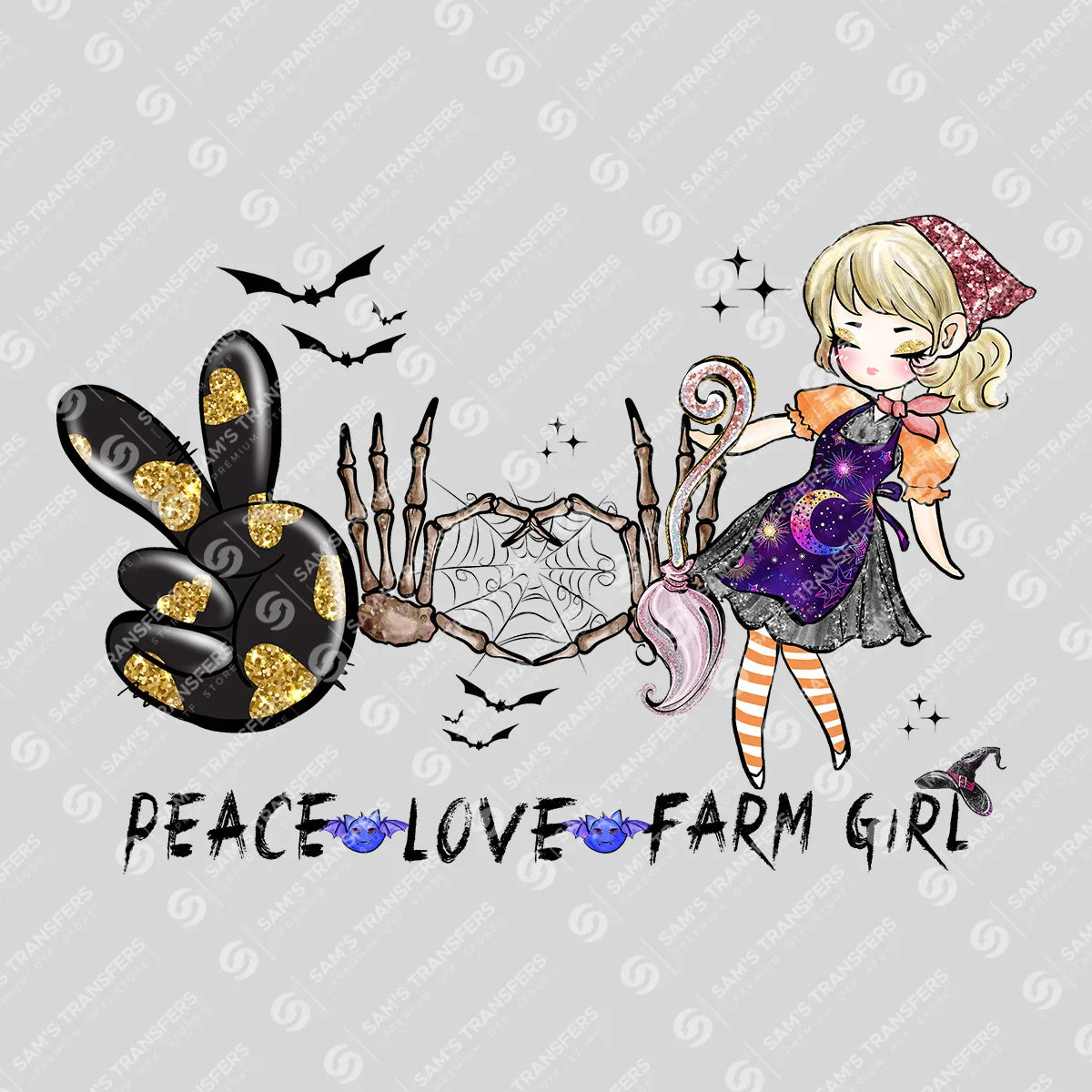 Apparel featuring a Peace Love Farm Girl-themed DTF transfer.