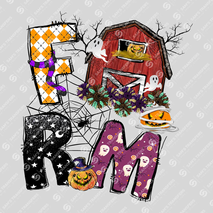 Farm Halloween Barn Ready-to-Press DTF Transfer | SAT08096