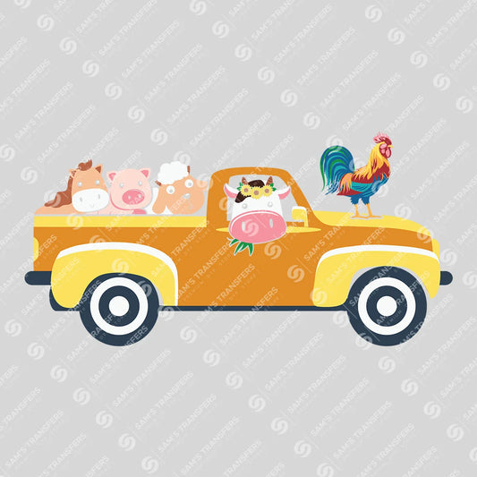 Apparel featuring a Farm Animal Truck-themed DTF transfer.