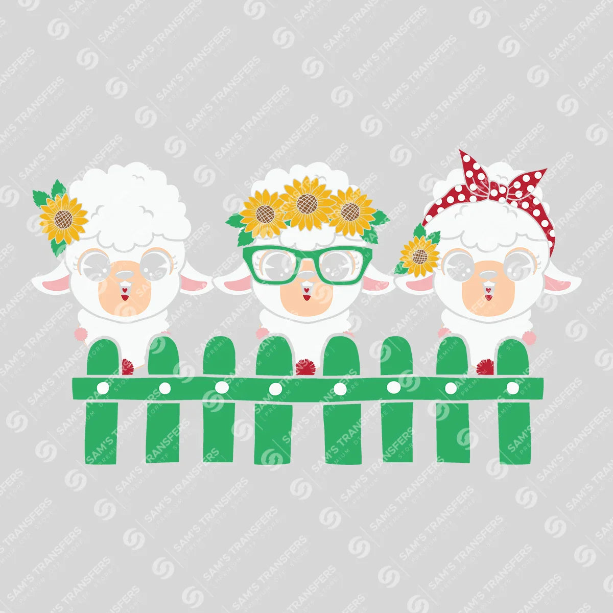 Apparel featuring a Sunflower Sheep Trio-themed DTF transfer.