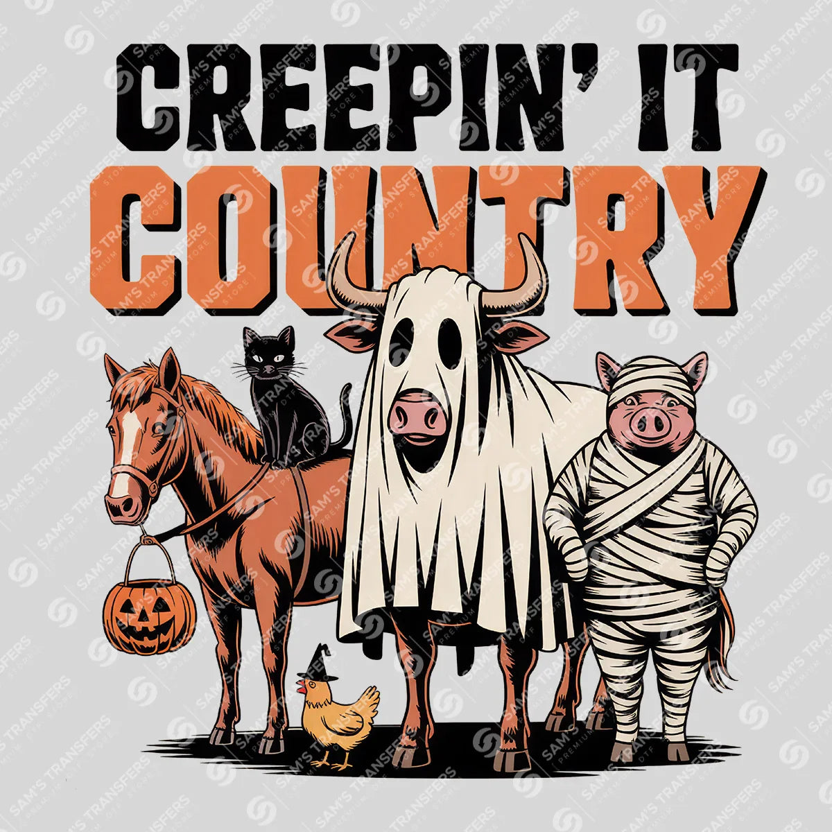 Apparel featuring a Creepin It Country-themed DTF transfer.