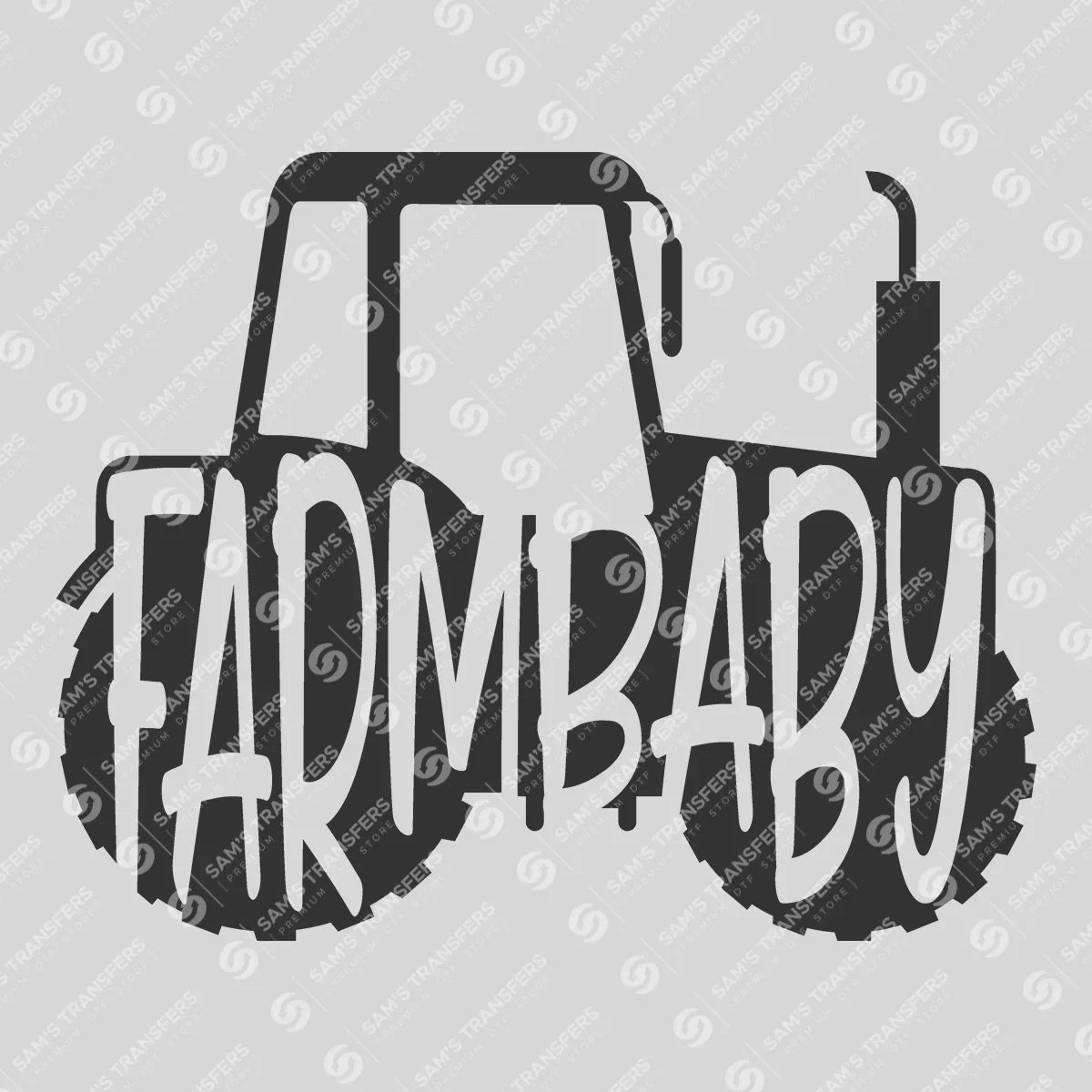 Apparel featuring a Farm Baby Tractor-themed DTF transfer.