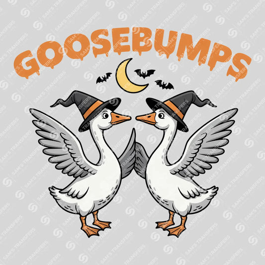 Apparel featuring a Goosebumps Witch Geese-themed DTF transfer.