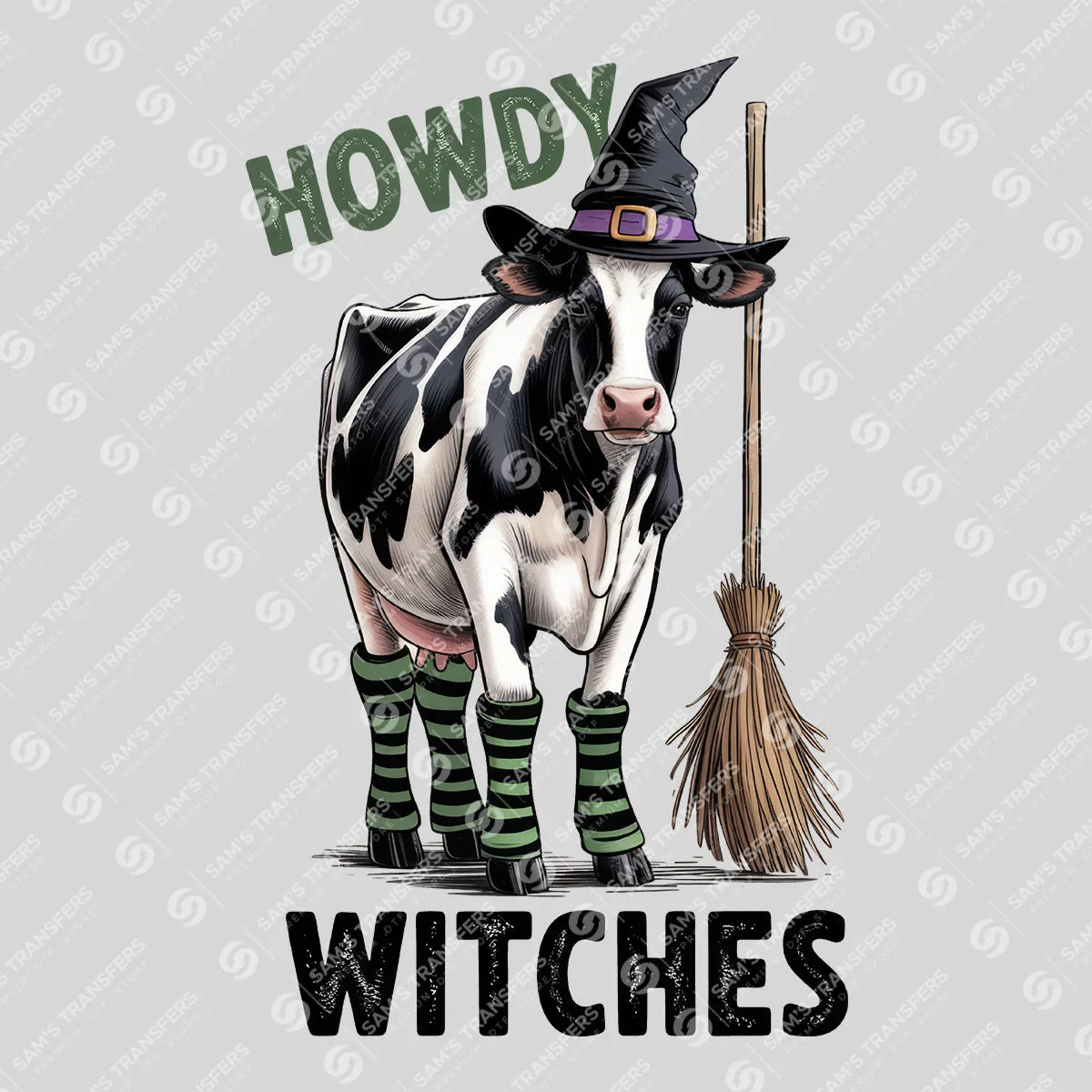 Apparel featuring a Howdy Witches-themed DTF transfer.