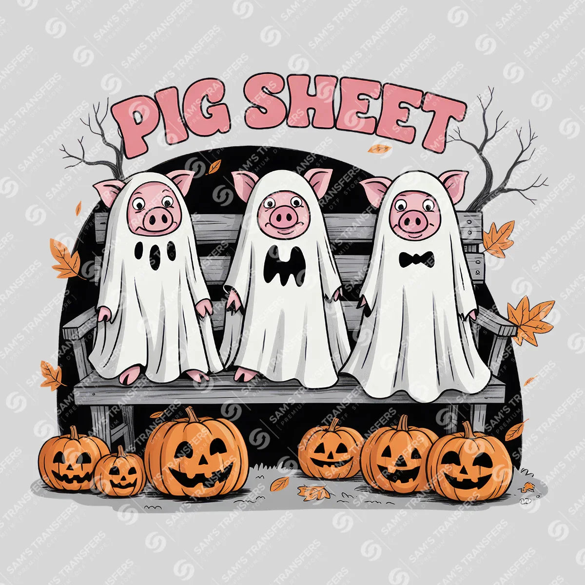 Apparel featuring a Pig Sheet-themed DTF transfer.