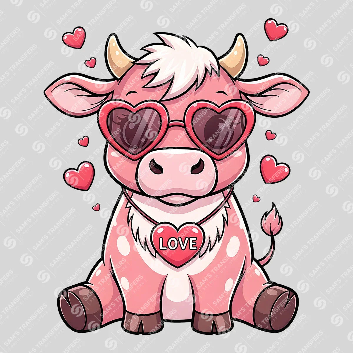 Apparel featuring a Love Pink Cow-themed DTF transfer.