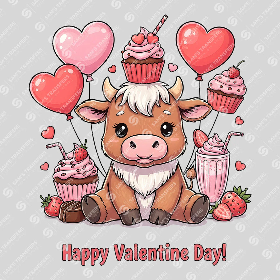 Happy Valentine Day Cow Ready-to-Press DTF Transfer | SAT08242