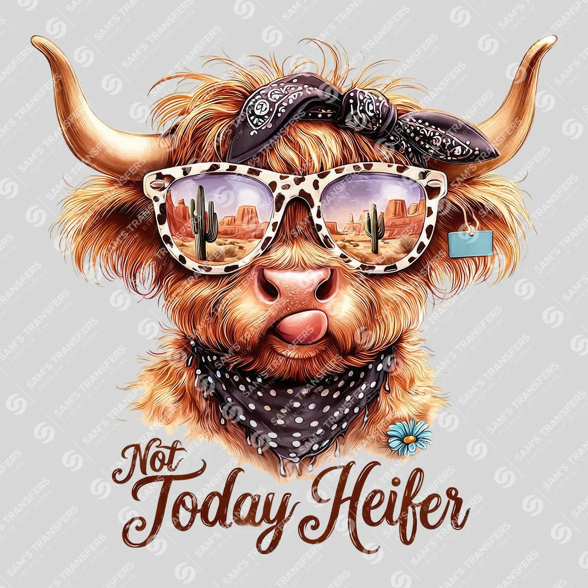 Apparel featuring a Not Today Heifer-themed DTF transfer.