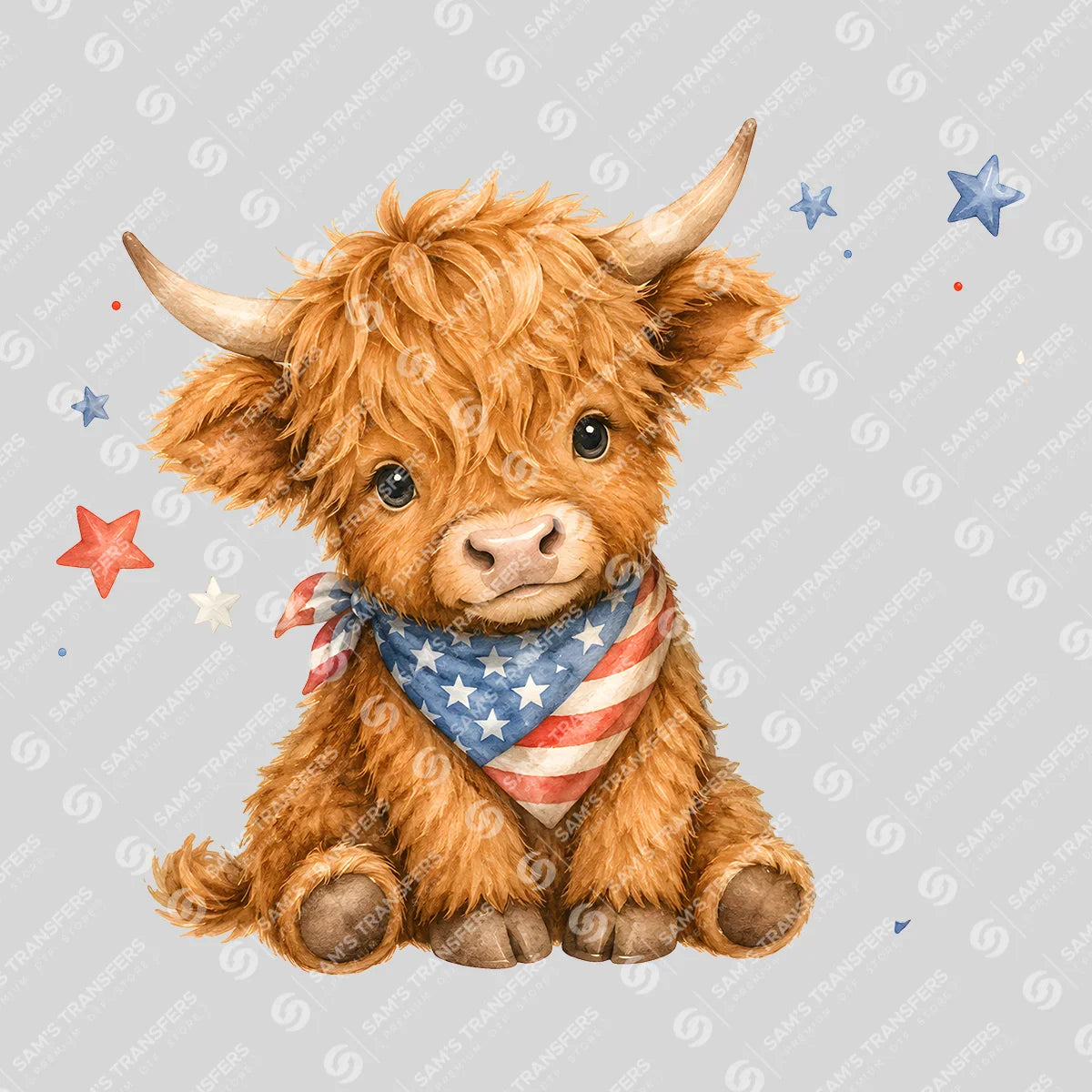Apparel featuring a Patriotic Calf Bandana-themed DTF transfer.