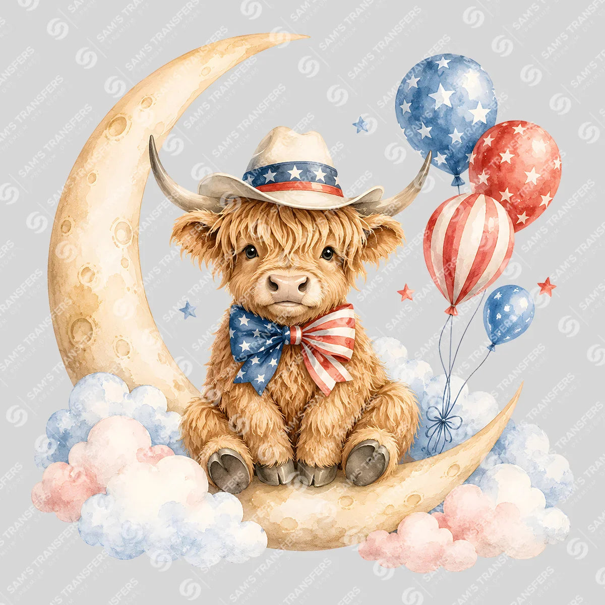 Apparel featuring a Patriotic Cowboy Hat Calf-themed DTF transfer.