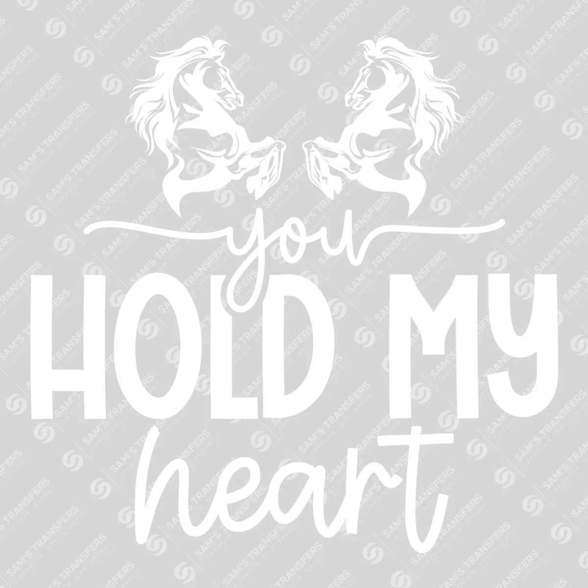 Apparel featuring a You Hold My Heart-themed DTF transfer.