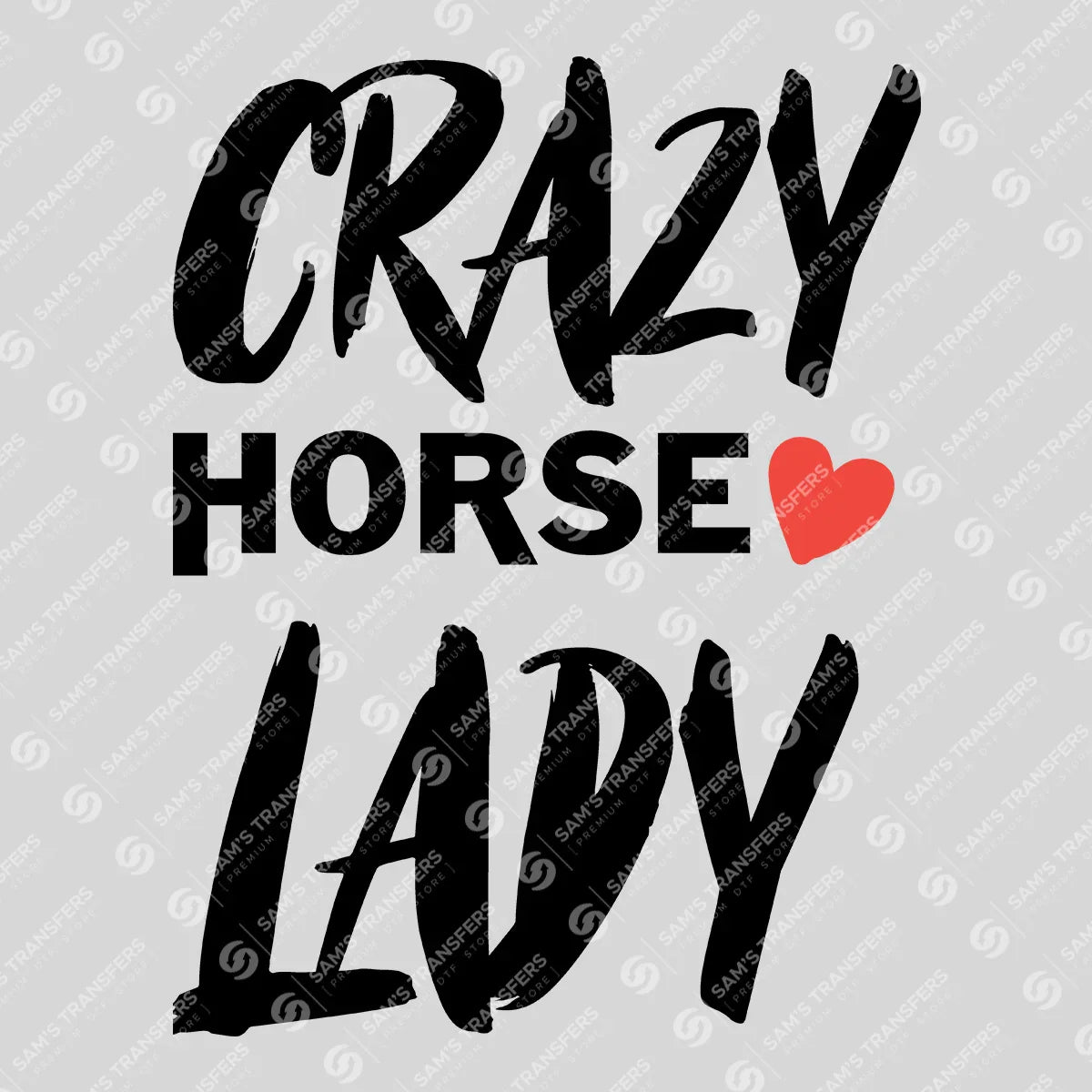 Apparel featuring a Crazy Horse Lady-themed DTF transfer.