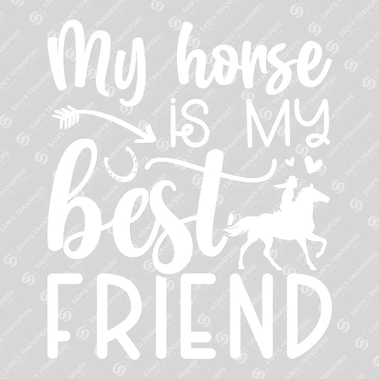 Apparel featuring a My Horse Is My Best Friend-themed DTF transfer.