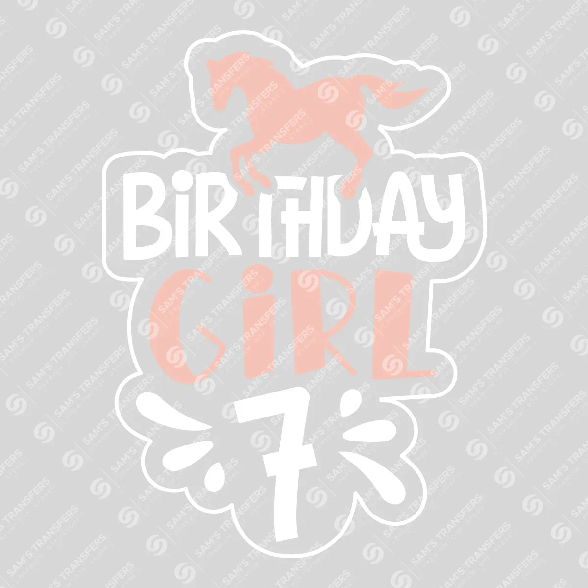 Apparel featuring a Horse Birthday Girl 7-themed DTF transfer.