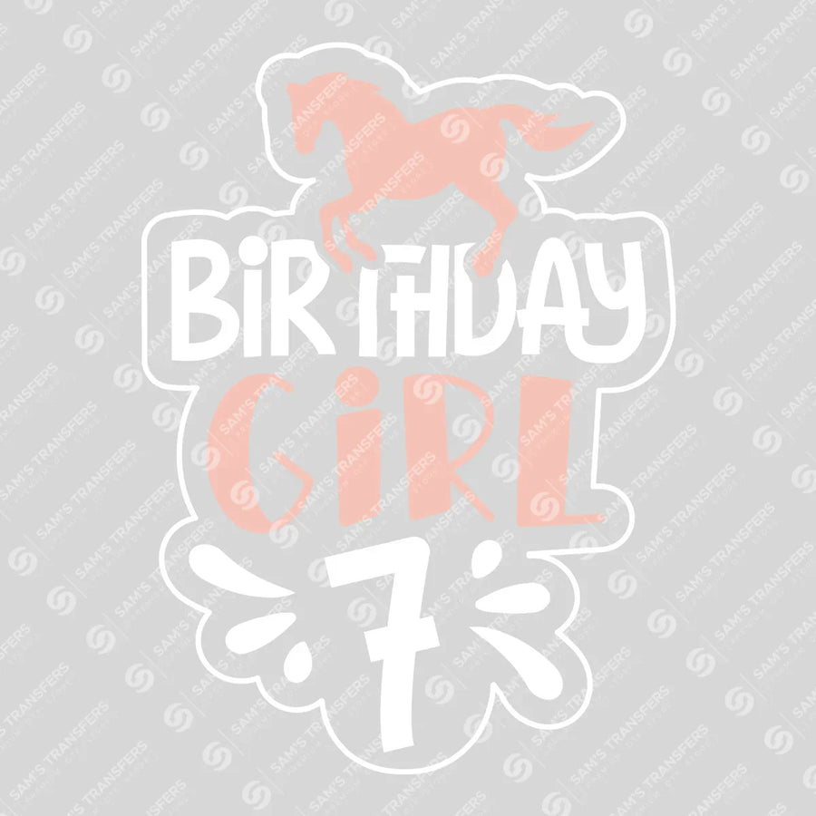 Horse Birthday Girl 7 Ready-to-Press DTF Transfer | SAT08335