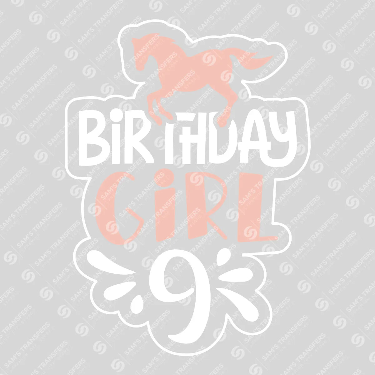Apparel featuring a Horse Birthday Girl 9-themed DTF transfer.