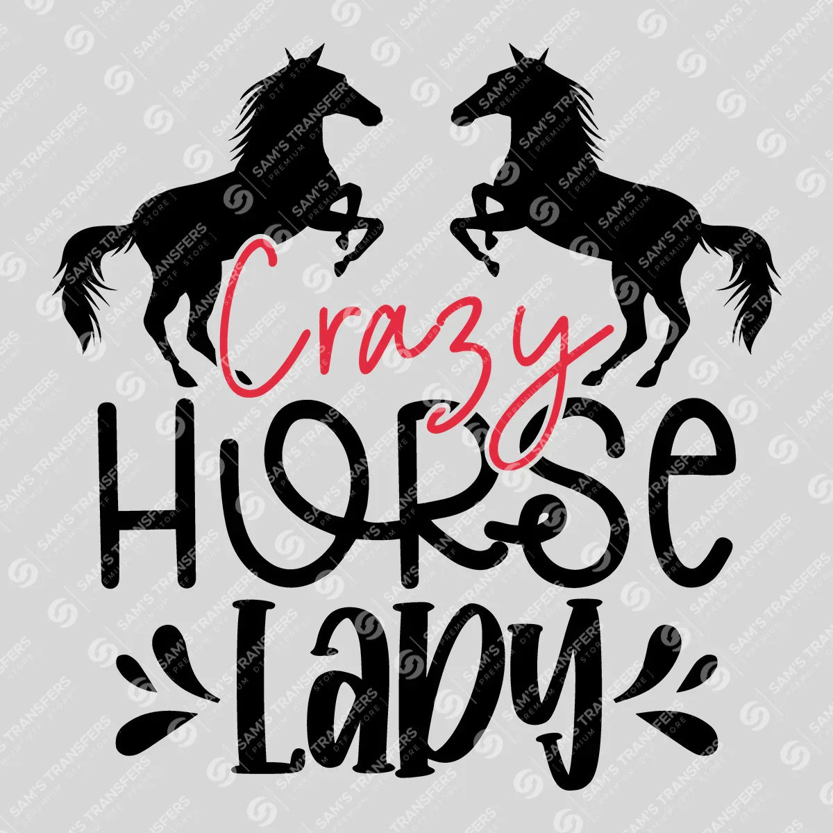Apparel featuring a Crazy Horse Lady-themed DTF transfer.
