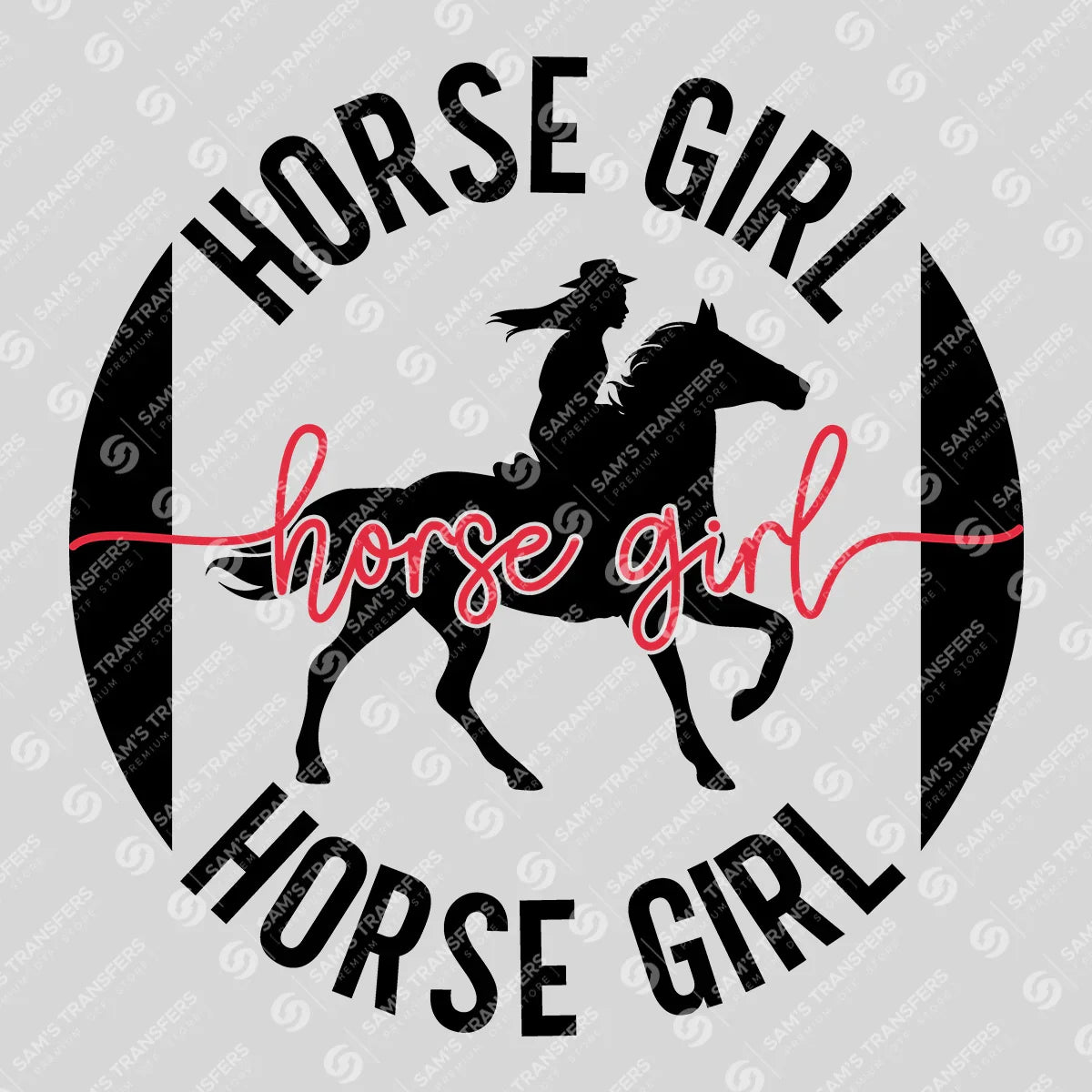Apparel featuring a Horse Girl-themed DTF transfer.