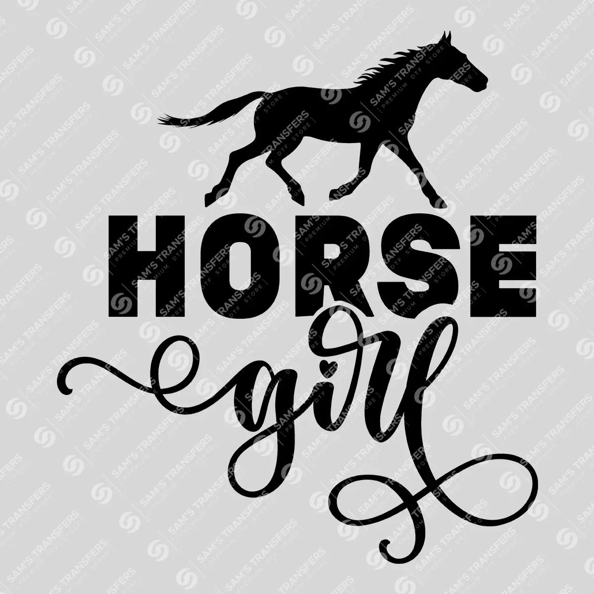 Apparel featuring a Horse Girl-themed DTF transfer.