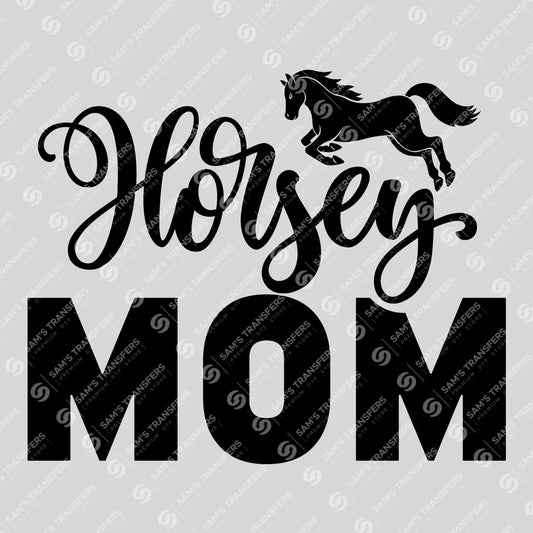 Apparel featuring a Horsey Mom-themed DTF transfer.