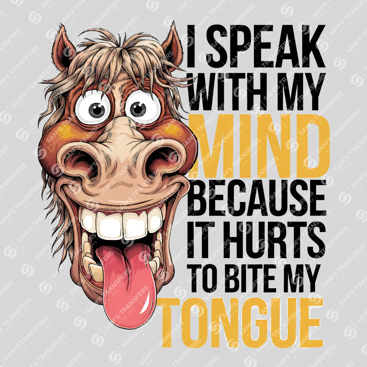 Apparel featuring a I Speak With My Mind-themed DTF transfer.