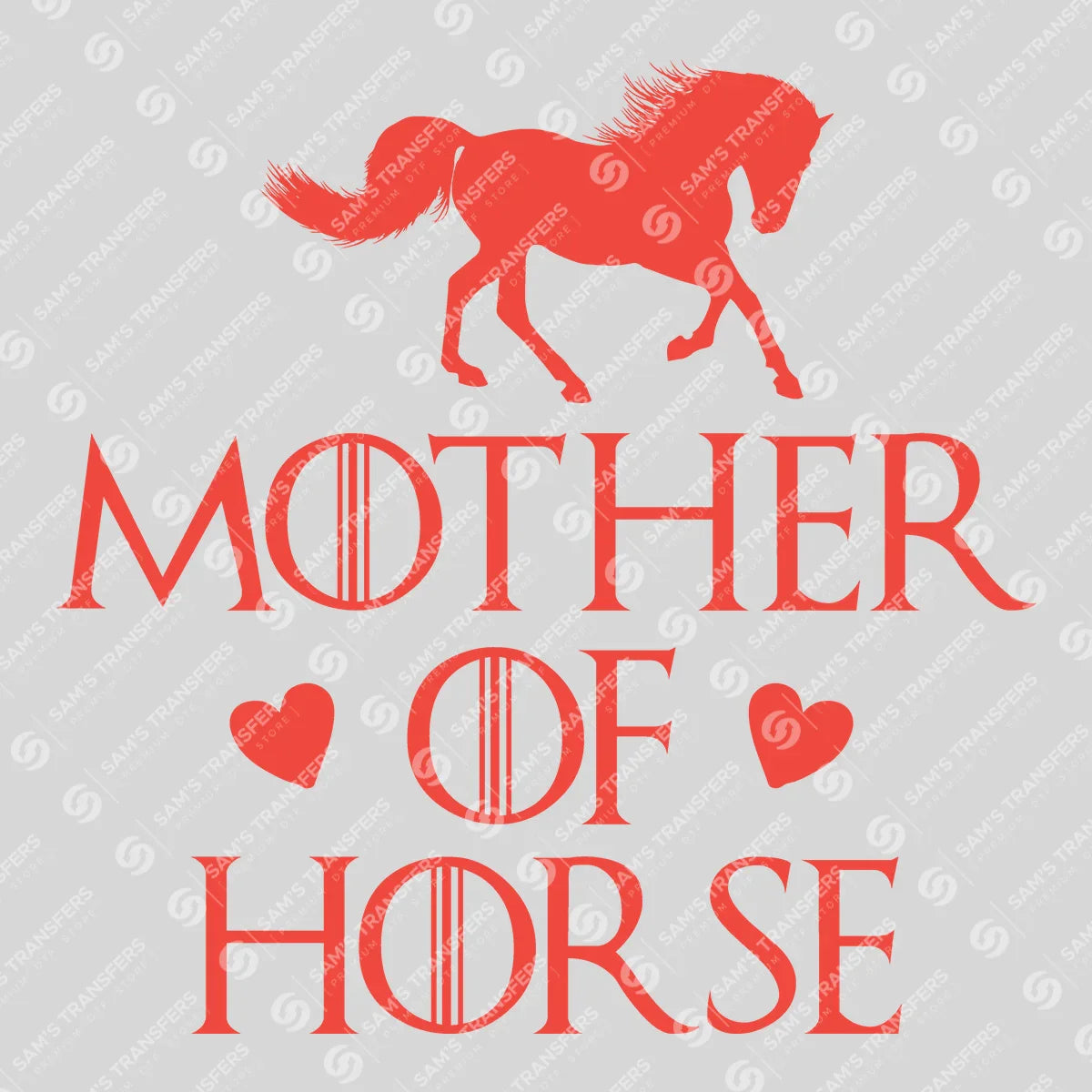 Apparel featuring a Mother of Horse-themed DTF transfer.