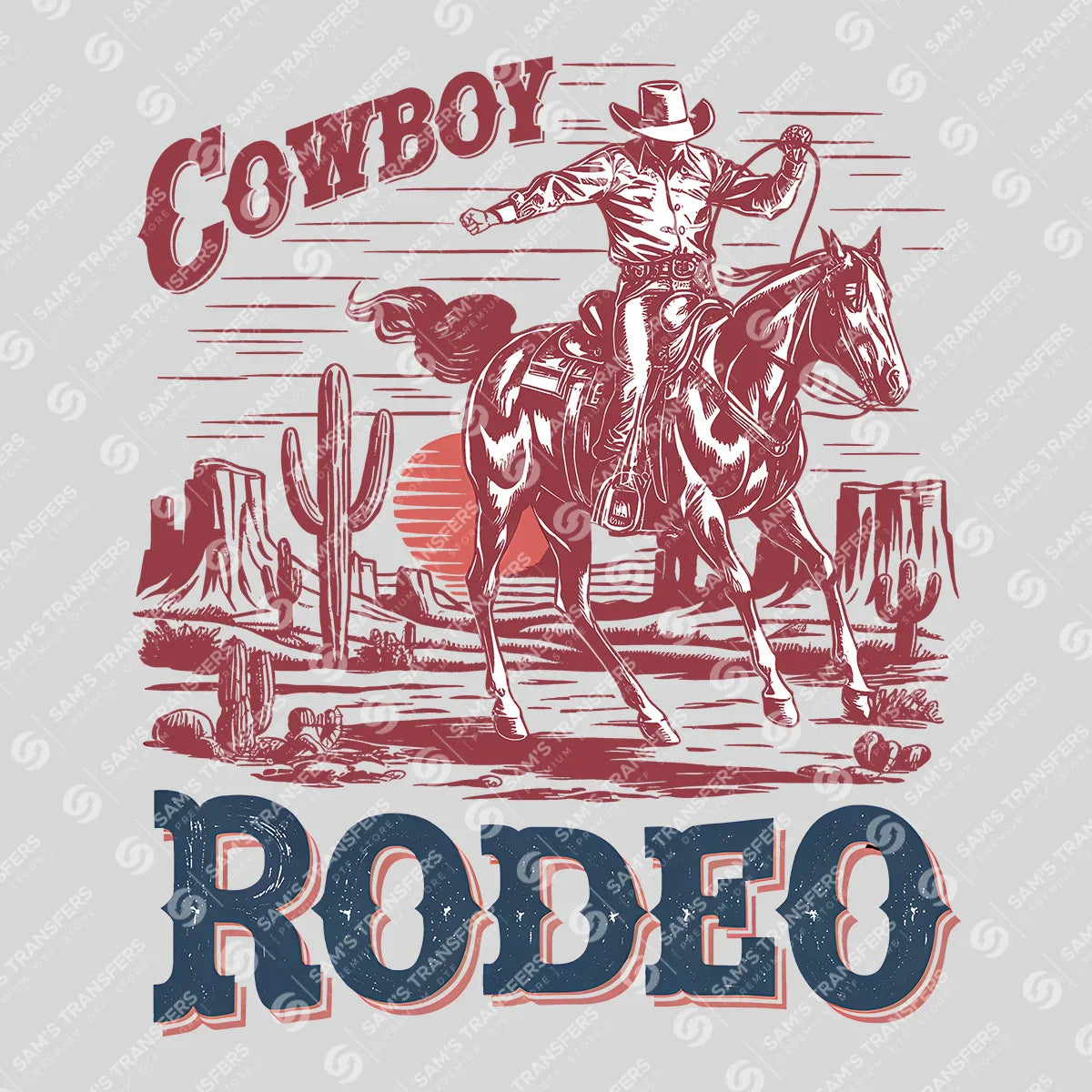Apparel featuring a Cowboy Rodeo-themed DTF transfer.