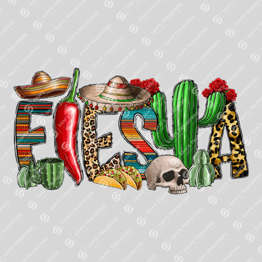 Apparel featuring a Fiesta-themed DTF transfer.