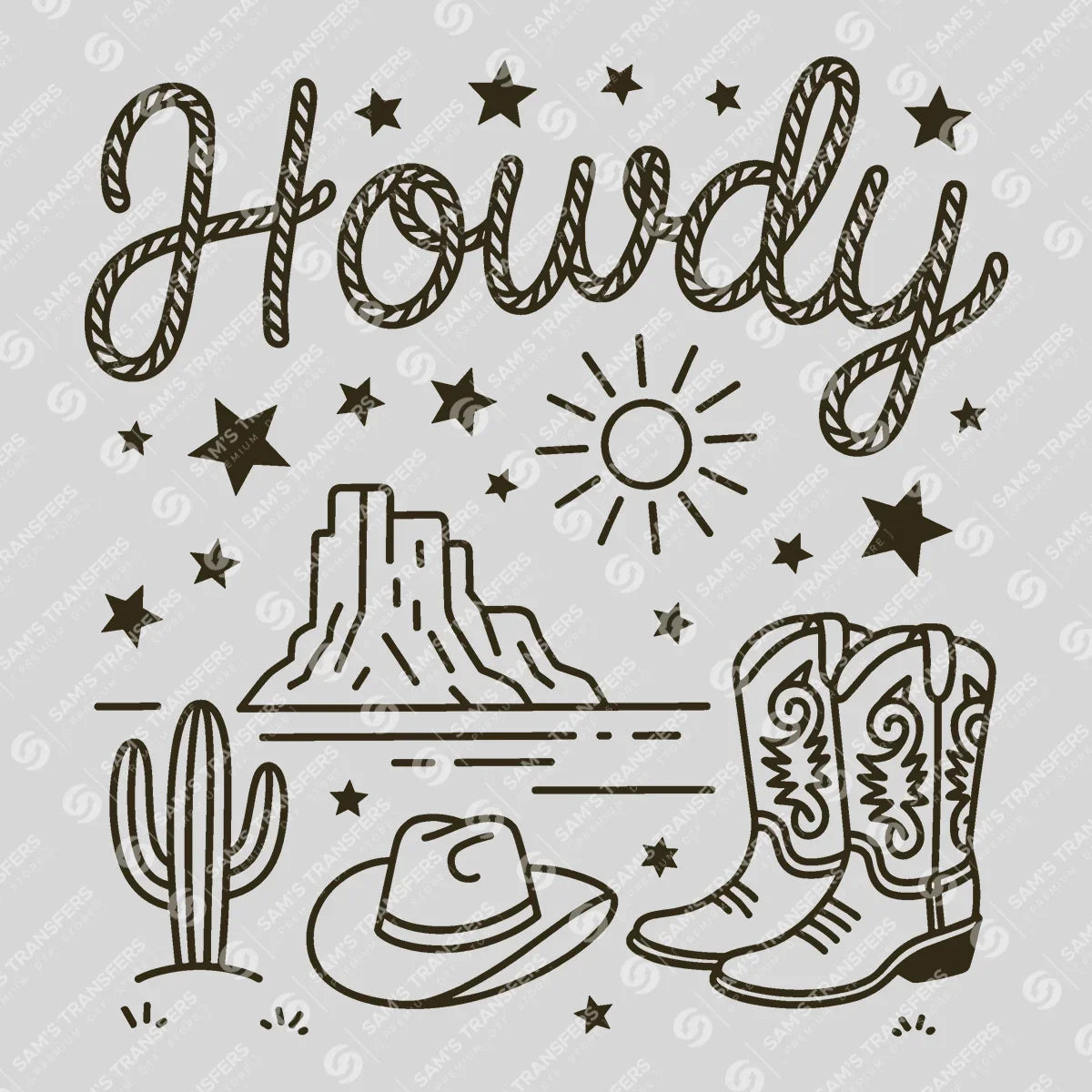 Apparel featuring a Howdy-themed DTF transfer.