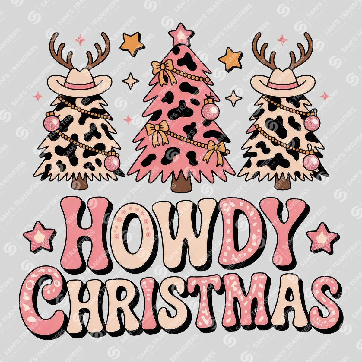 Apparel featuring a Howdy Christmas-themed DTF transfer.