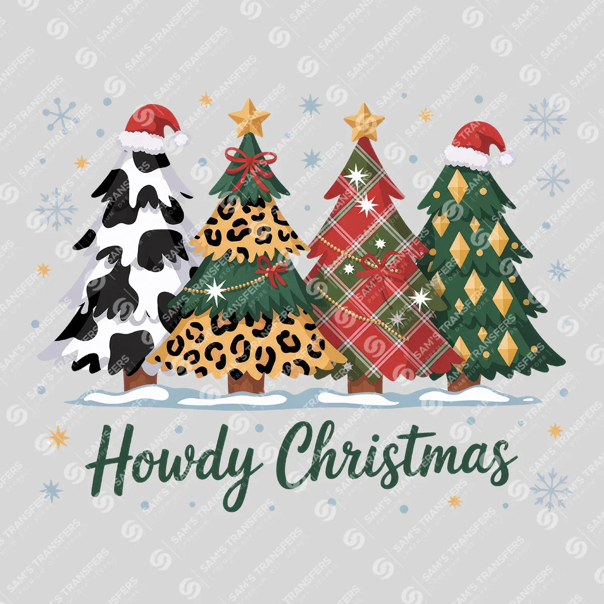 Apparel featuring a Howdy Christmas-themed DTF transfer.