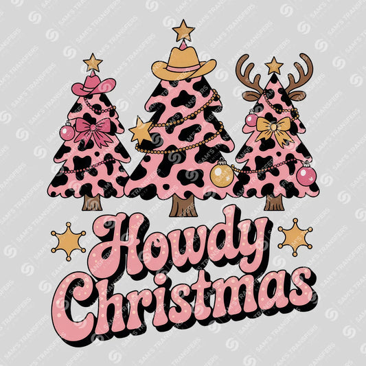 Apparel featuring a Howdy Christmas-themed DTF transfer.