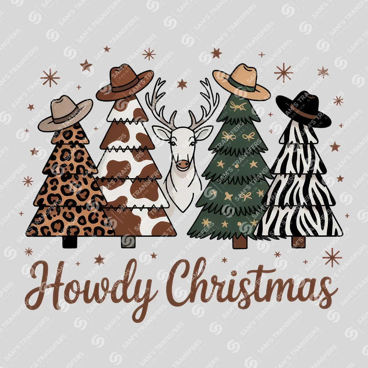 Apparel featuring a Howdy Christmas-themed DTF transfer.