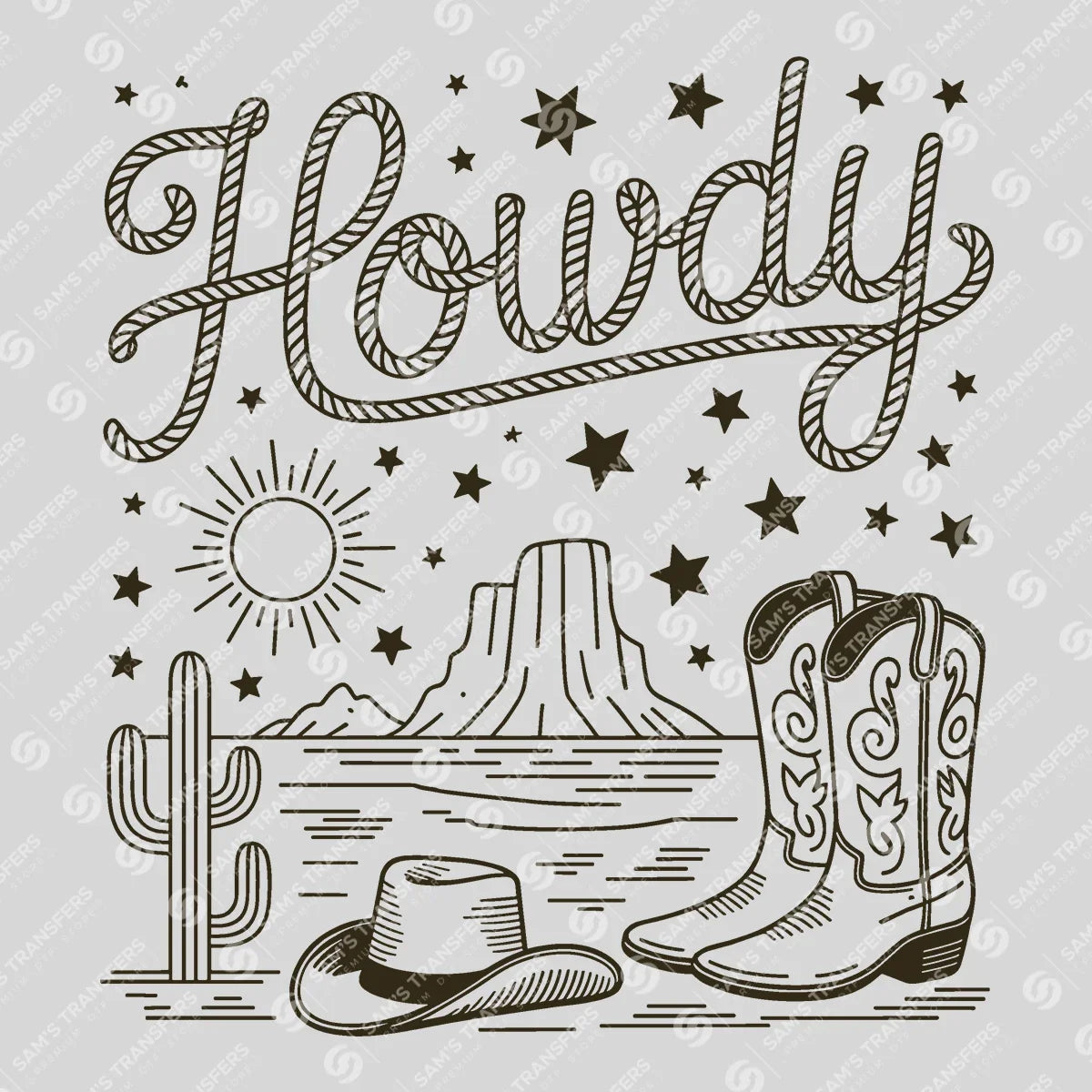 Apparel featuring a Howdy-themed DTF transfer.