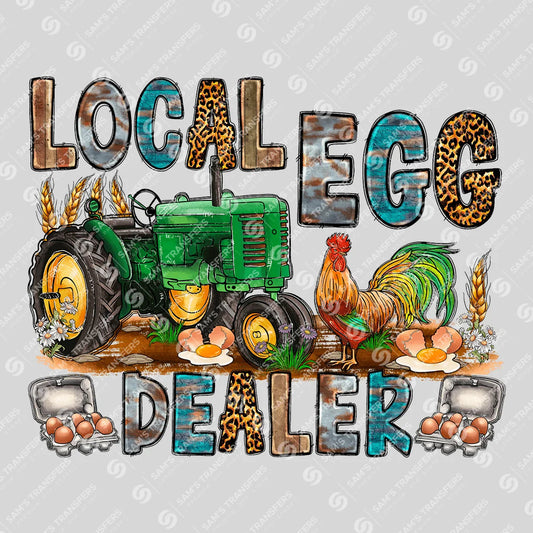 Apparel featuring a Local Egg Dealer-themed DTF transfer.