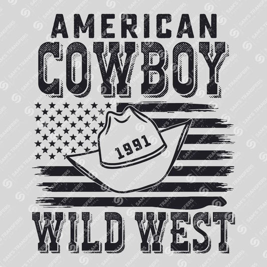 Apparel featuring a American Cowboy Wild West-themed DTF transfer.